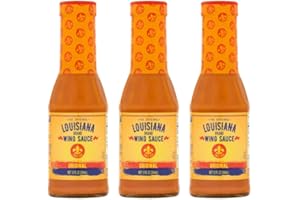 Louisiana Brand The Original Wing Sauce, Added Hot & Spicy Flavor for Wings, 23 Servings Per Bottle, Kosher Wing Sauce 12 FL OZ Glass Bottle (Pack of 3)