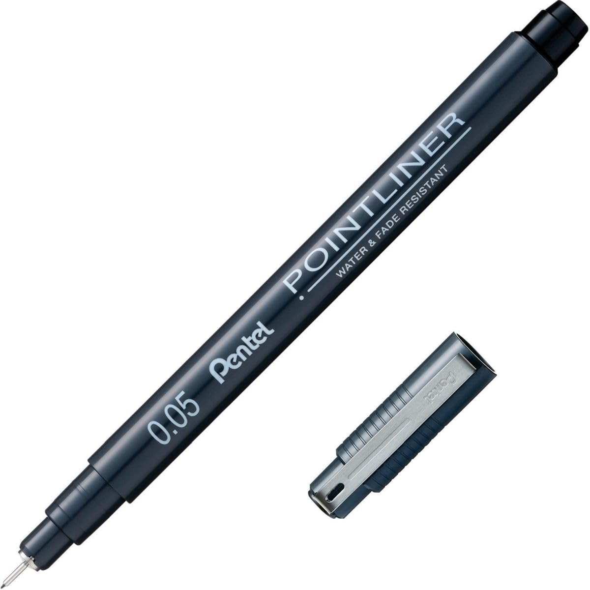 Pentel Arts Pointliner, 0.05mm Tip, Black Pigment ink, Pack of 12 pens