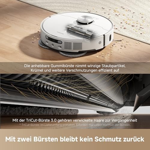 L40 Ultra AE Saugroboter mit Wischfunktion, 19.000 Pa Saugkraft, viele Bürsten und EIN Flexibler Wischmopp, nassen und trockenen Schmutz,Das All-in-1-Dock entleert Staub