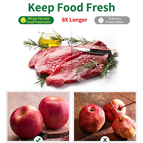 Vacuum Sealer Machine, Winjoy Automatic Food Sealer for Food Savers|Starter Kit|Touch Pannel and LCD Display|Dry & Moist Food Modes| Compact Design (Silver) ...