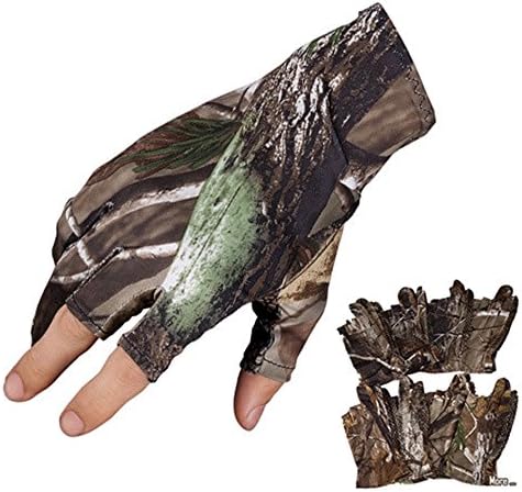 LU2000 1 Pair Gloves 3 Finger Summer Thin Fishing Gel Gloves, Breathable Sun-proof Super Slim Non-slip Elastic Camouflage Gloves - Medium Size