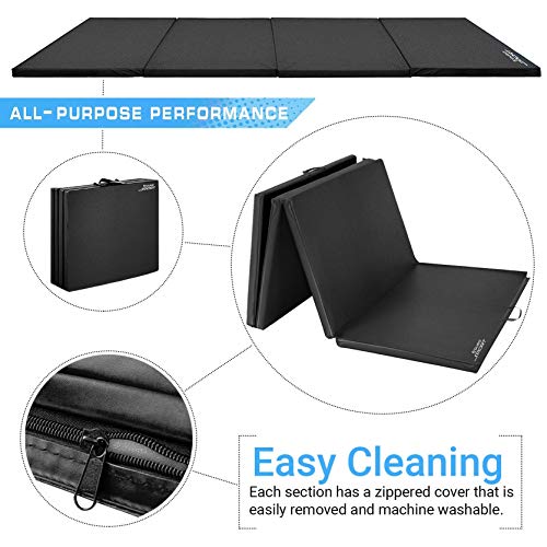 Aduro Sport Gymnastics Mat, 6'x2'x1.5 Thick Folding Mat Workout Exercise Tumbling Gym Mats for Home