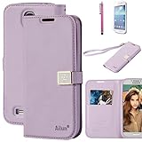 Galaxy S4 Case, By Ailun,Wallet Case,PU Leather Case,Credit Card Holder,Flip Cover Skin[Purple]with Screen Protect and Styli Pen