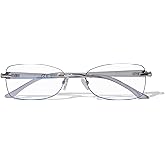 ZESAKER Rimless Reading Glasses for Women, Rectangle Blue Light Blocking Readers With Tinted Edge