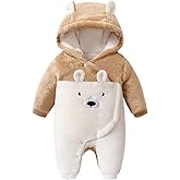 Fairy Baby Newborn Baby Snowsuit Bear Suit Romper Winter Warm Coat Infant Fleece Footie Jumpsuit for Girls Boys 0-18M