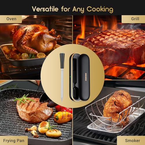 INKBIRD Wireless Meat Thermometer INT-11P-B, Bluetooth BBQ Cooking Thermometer with IP67 Waterproof Dual Sensors Probe, 91m Range, Fast Charging, Highly Accurate, Perfect for Grilling, Smoking, Oven