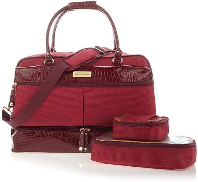 Samantha Brown CrocoEmbossed Trim Drop Bottom Weekender