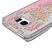 S7 Edge Case,Samsung Galaxy S7 Edge Case - Flowing Liquid Floating Bling Glitter Sparkle Pink Love Hearts Hard PC Cover Cute Creative Design with Stylus Pen Dust Plug HD Screen Protector by Badalink