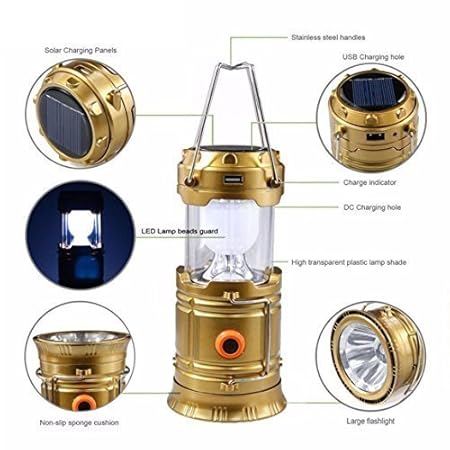 KAVID LED Solar Emergency Light Lantern + USB Mobile Charging+Torch Point, 2 Power Source Solar, Lithium Battery, Travel Camping Lantern - (Assorted Colours)