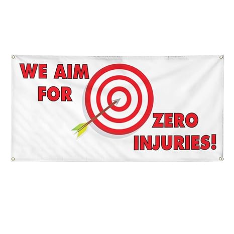 Amazon Com Vinyl Banner Sign We Aim For Zero Injuries Business