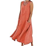 Women 's Summer CottLinen Long Dress Sleeveless
