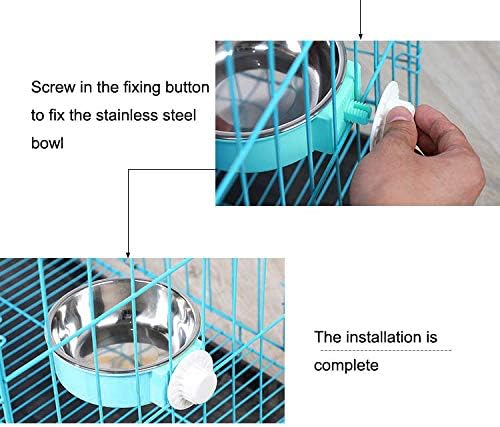 SUOXU 2-in-1 Pet Hanging Bowl Dog Crate Water Bowl,Crate Type Feeding Bowl,Stainless Steel Puppy Bowls Cage,Dog Food Bowl Water Dispenser Non Spill - Image 5