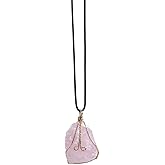 YGLINE Natural Raw Stone Healing Crystal Necklace Wire Wrapped Pendant for Womens Ladies