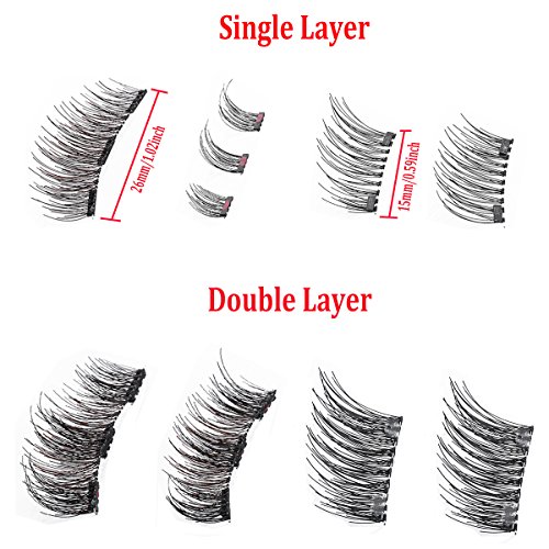 Magnetic Eyelashes 3 or 2 Magnets Magnetic Lashes Natural Full Eye Magnetic Fake Lashes Ultra Thin Magnet Eyelashes 3D False Eyelashes 3 Lash Magnet with Eyelash Applicator (2 Packs)