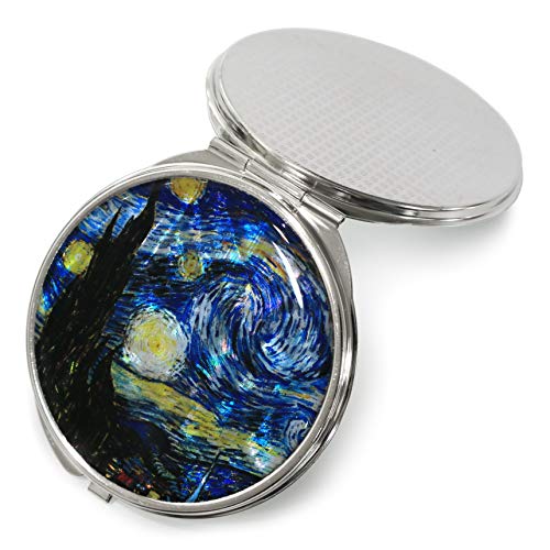 Compact-Makeup-Mirror-Cosmetic-Korean-Mother-of-Pearl-Lacquered-Vincent-Van-Gogh-The-Starry-Night-Blue-2