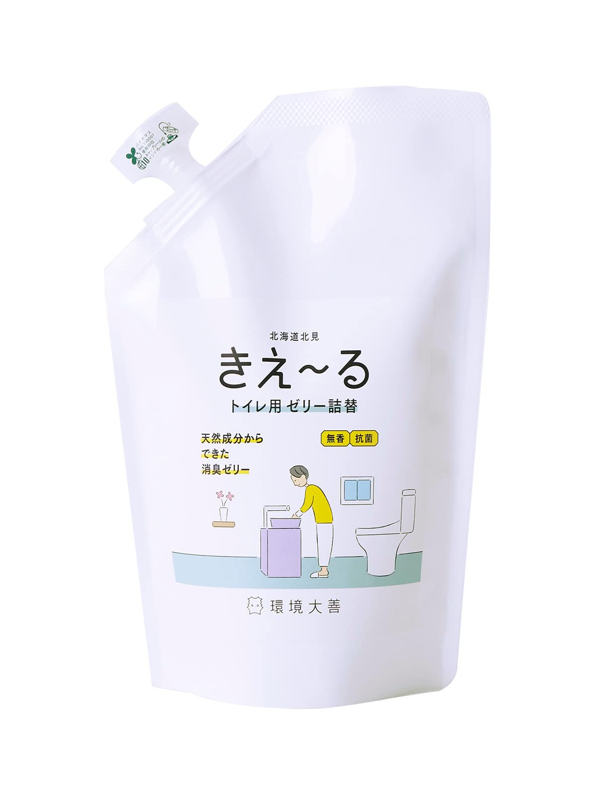 環境ダイゼン 置き型消臭・芳香剤 きえーるH トイレ用 ゼリータイプ 無香 詰替 480ml 日本製 H-KTJ-480T商品画像