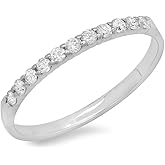 Dazzlingrock Collection 0.17 Ctw 10K Real Solid Gold Round White Natural Diamond Women Anniversary Wedding Ring Stackable Band