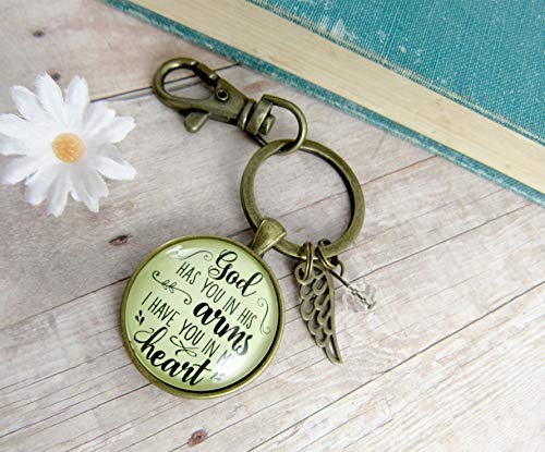God Has You In His Arms Remembrance Keychain I Have You In My Heart Memorial Jewelry For Women Angel Wing Charm