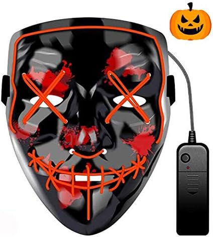 MISCOOK Halloween Mask LED Light up Mask For Halloween Festival Cosplay Halloween Costume Party Decorations（Red）