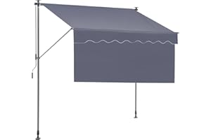 VEVOR Manual Retractable Awning, 78" Outdoor Retractable Patio Awning Sunshade Shelter, Adjustable Patio Door Window Awning Canopy with 39" Sun Shade Curtain for Backyard, Garden, Balcony, Dark Gray