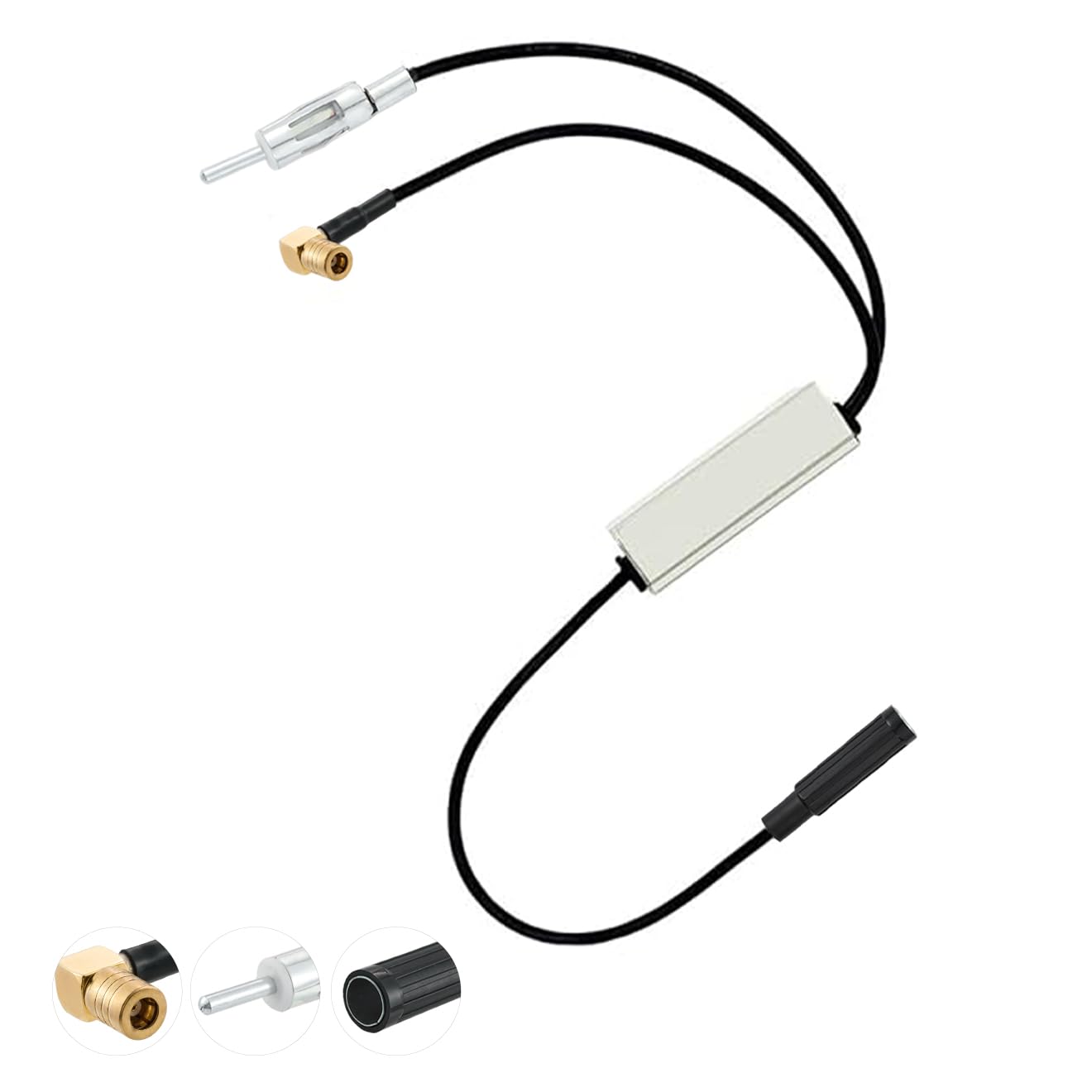 Vecys DAB FM Antenna Splitter Car Antenna Amplifier SMB Female DIN Male DIN Female Adapter Converter Compatible with AM FM DAB + Alpine Car Radio Antenna
