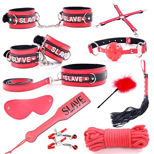 Luck7DZ 11 Pcs Leather BSDM Bandage Gear Sěx S’ex Costume Role Play,Special Bundled Binding Bondage Romance Restraints Kit for Male or Female Sunglasses