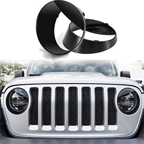 SmallFatW Angry Bird Style Headlight Light Cover ABS Turn Signal Light Covers Newer Style for 2018 2019 Jeep Wrangler JL (Pair)