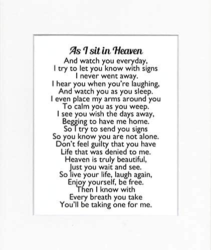 Amazon Com 8x10 Unframed Print As I Sit In Heaven Poem Print Sign Memorial Remembrance In Loving Memory Wall Decor White Handmade Products