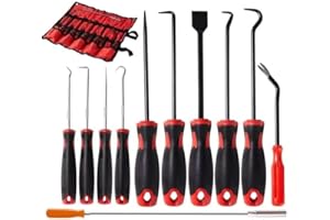 HARDK Hook and Pick Set with Case Plastic Fastener Door Panel Remover Precision Scraper Gasket Scraping Hose Removal Puller Magnetic Pick Up Tool Kit 11Pcs for Mechanic & Automotive & Electronic