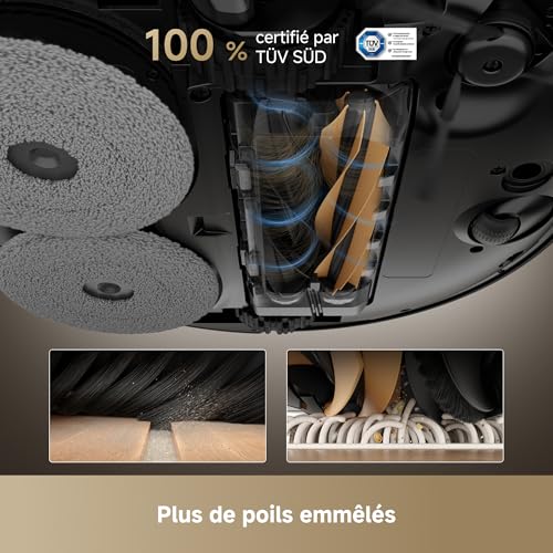 X50 Master Aspirateur Robot avec base compacte 24,9 cm, base 8 en 1, système de franchissement d'obstacles performant, système d'évitement d'obstacles basé sur l'IA, 20 000 Pa, brosse démêlante