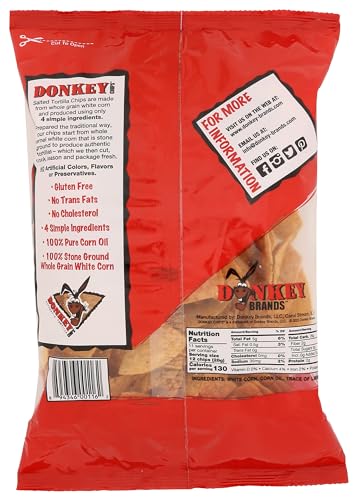DONKEY CHIPS SALTED TORTILLA CHIPS, 11 OZ