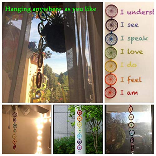 H&D Chakra Dream Catcher with 20mm Crystal Chandelier Ball Prisms Suncatcher Handmade Rainbow Fengshui Pendant - Thumbnail 4