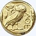 Golden Artifacts Athena Owl, Goddess of Wisdom, (2 Versions), Percy Jackson Books, Teen Gift, Greek Coins (12-G+77-G)