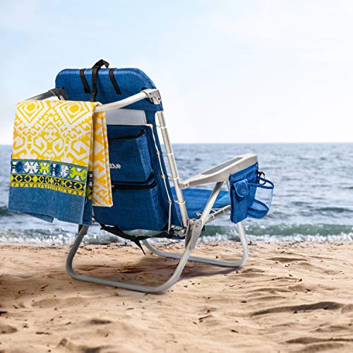 Homevative Folding Backpack Beach Chair with 5 Positions, Towel bar