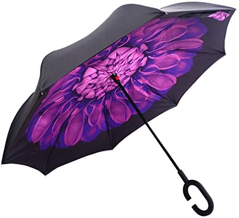 DOLIROX Inverted Umbrella Windproof Reverse Folding Double Layer and Rain Protection Umbrella with C-shaped Hands Free Handle, Best for Travelling and Car Use