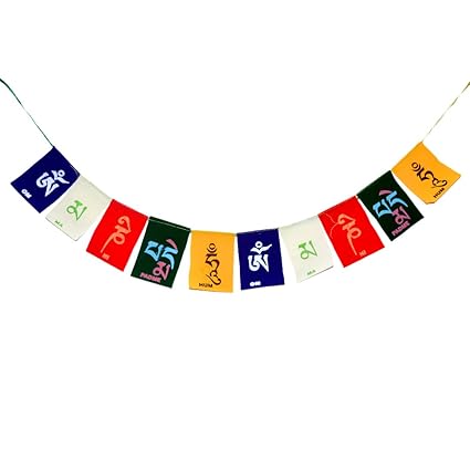 Reiki Crystal Products Cotton Hanging Tibetan Buddhist Prayer Flags for Car and Home, Medium (Multicolour)