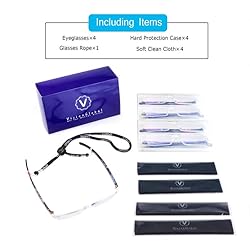 LifeArt 4 Pairs Reading Glasses, Blue Light