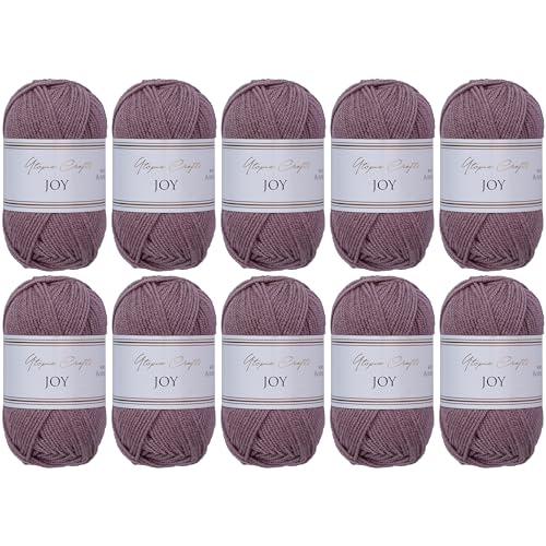 Utopia Crafts JOY Uni Fil à tricoter et crochet, doux, facile d'entretien, 100% polyacrylique, 10 pelotes de 50 g, 150 m (lavande moyenne)