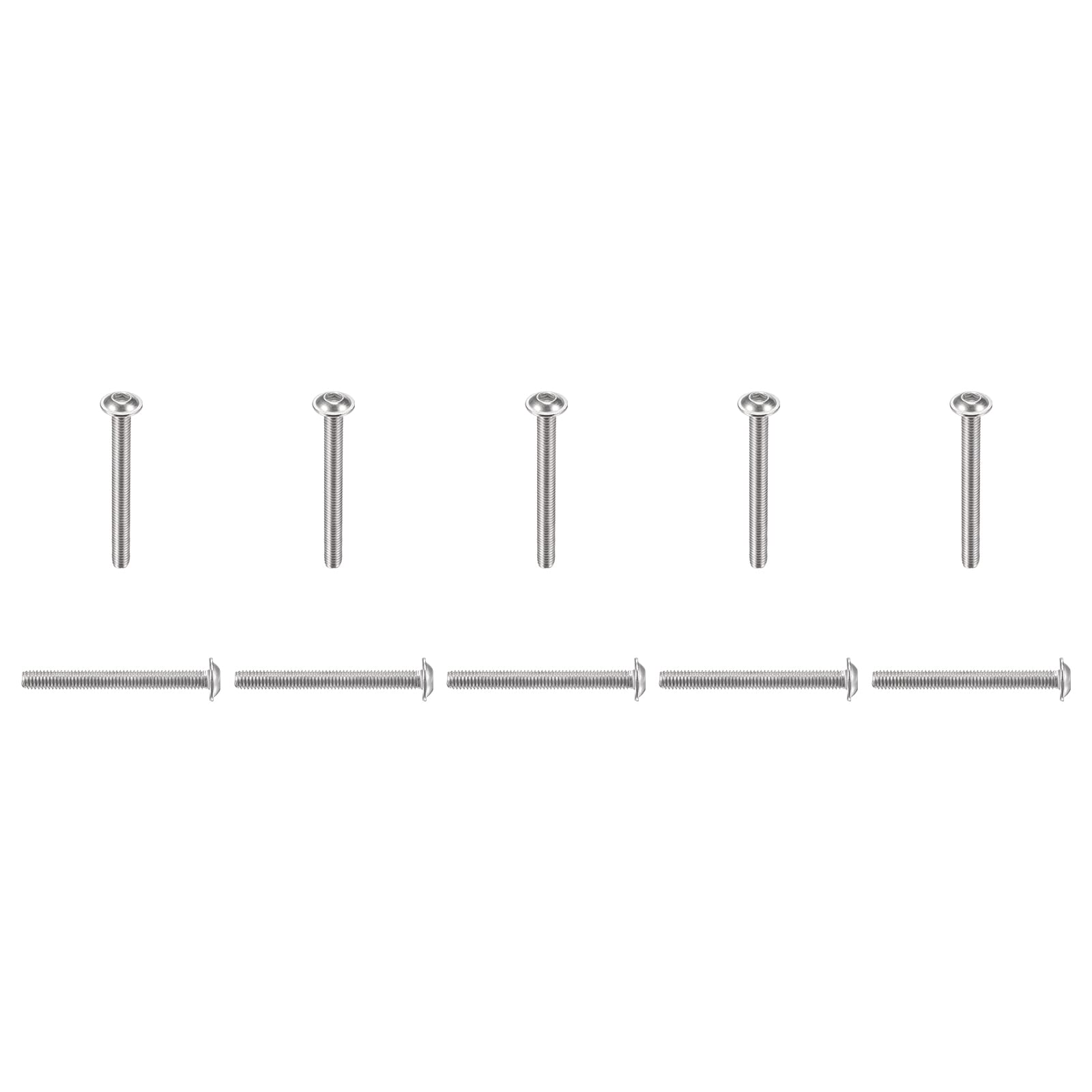 DTGN M6x60mm(DxH) Flanged Button Head Socket Cap Screws - 10Pack - Good for Equipment, Furniture - 304 Stainless Steel Hex Socket Drive Screws