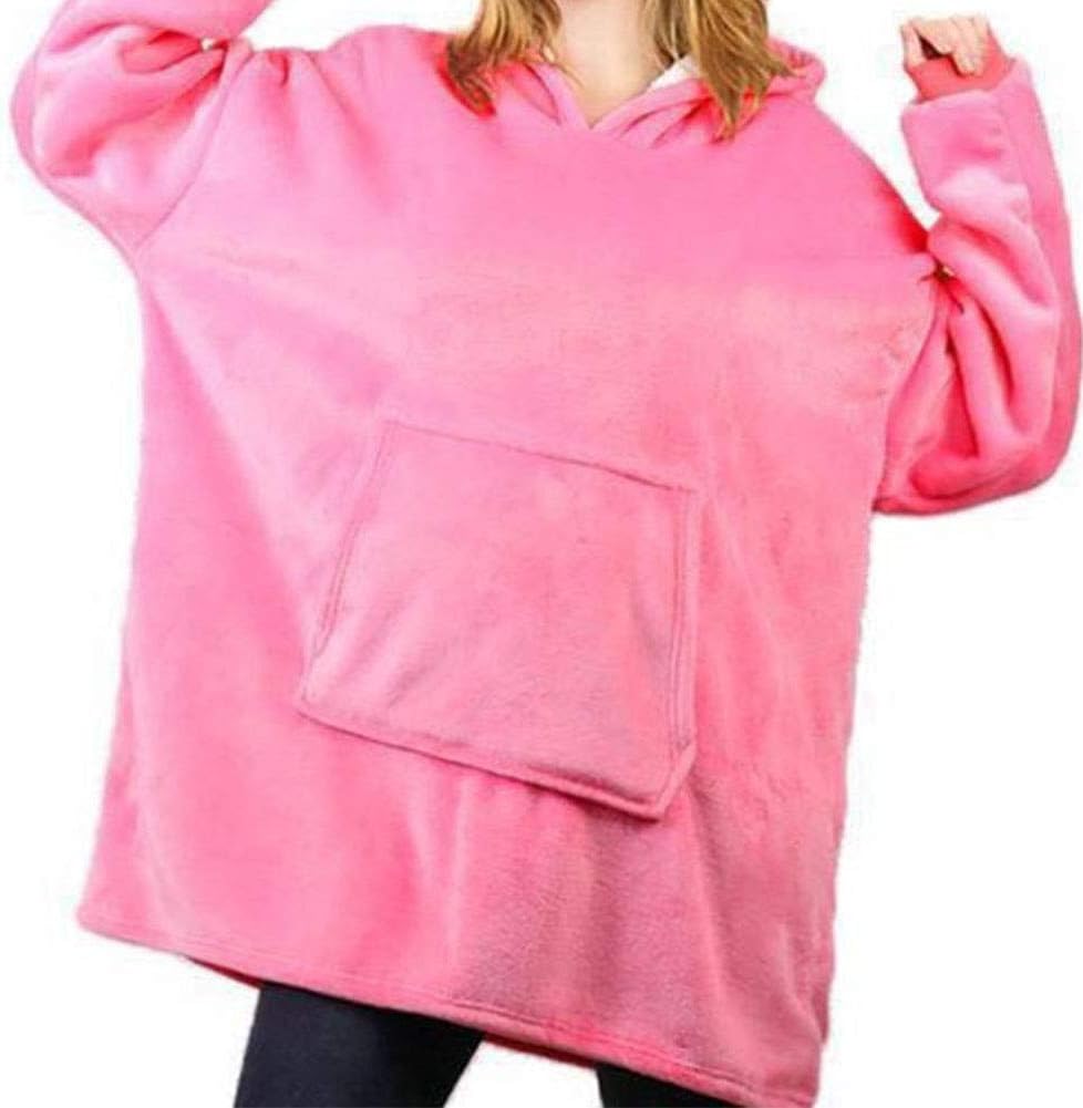 Huggle Hoodie, Oversized Hoodie Sweatshirt Blanket, TV Super Soft Warm Comfortable Blanket Hoodie, One Size Fits All, Men, Women, Girls, Boys (Pink)