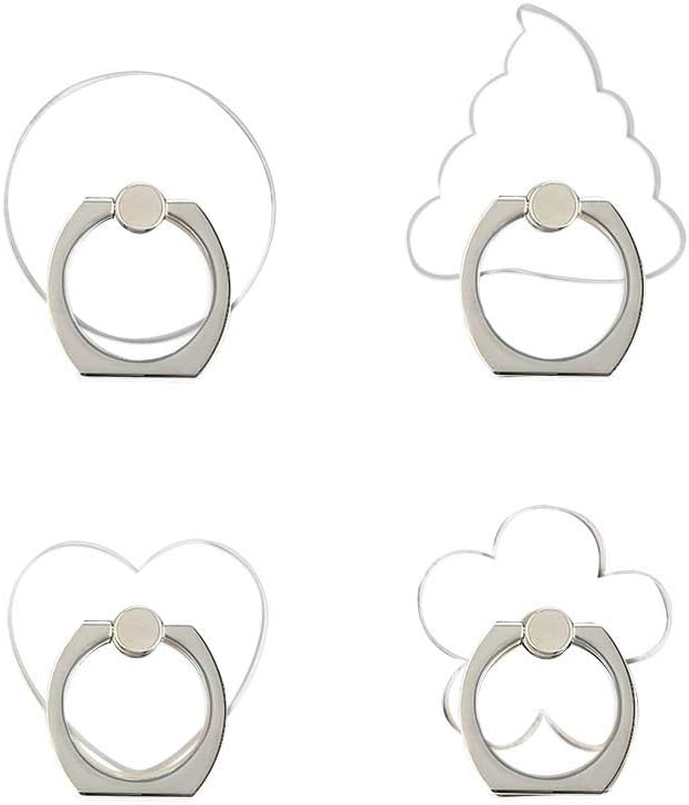 Transparent Cell Phone Ring Holder, 4 Pack Transparent Cell Phone Ring Grip Stand, 360° Rotation Finger Grip for Almost All Phones