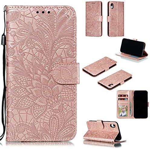EWCover Wallet Case for iPhone XR,Mandala Flower Pattern Premium Leather Flip Case Cover for iPhone XR