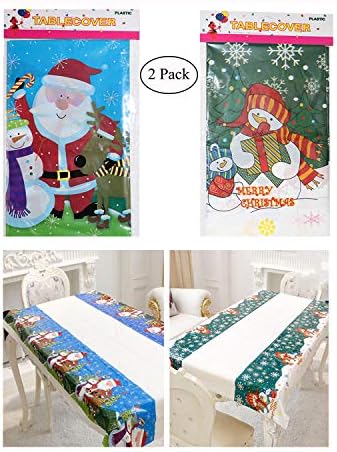 Homezal 2 Pack Christmas Rectangular Tablecloth, PVC Fancy Table Covers Disposable Printing Cartoon Table Linens 43 x 71 Inch