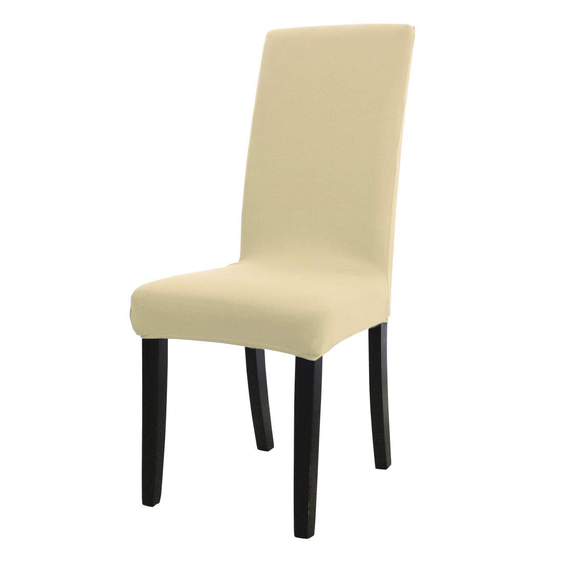 sourcing map High Back Dining Chair Covers, Stretch Removable Washable Bar Stool Slipcovers/Protectors, Spandex Chair Covers for Dining Room Kitchen Party Wedding Decoration Beige