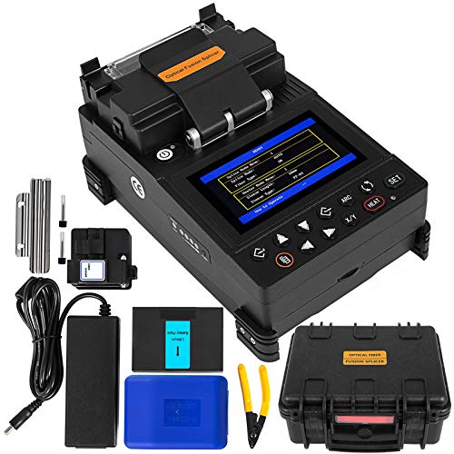 Mophorn Precision Fusion Splicer Automatic Focus FTTH 4.3 Inch Digital LCD Screen with 8s Splicing Time Melting Fiber Optic Fusion Splicer 28s Preheating Fusion Splicer Machine Fiber Cleaver Kit