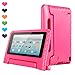 CAM-ULATA Case for Amazon Kids Kindle Fire 7 2015 Release for Boys&Girls,CAM-ULATA Tablet 7 inch Cover Shock Proof Protective with Handle Stand Holder Light Weight (Previous Generation - 5th) Pink