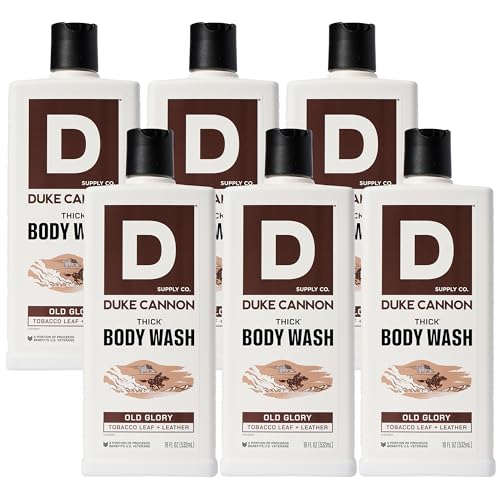 DUKE CANNON SUPPLY CO. THICK HIGH VISCOSITY BODY WASH BODY WASH – 3X THICKER, PLANT-BASED, MINERAL-ENRICHED BODY WASH FOR MEN – MENS BODY SCRUB – OLD GLORY, 18