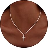 Easter Basket Stuffer Cross Necklace for Women Girls, Dainty 14K Gold Silver Plated Cross Choker Jewelry Non Tarnish Waterproof Cute Simple Small Necklace Christian Baptism Religious Faith Jewelry Gifts