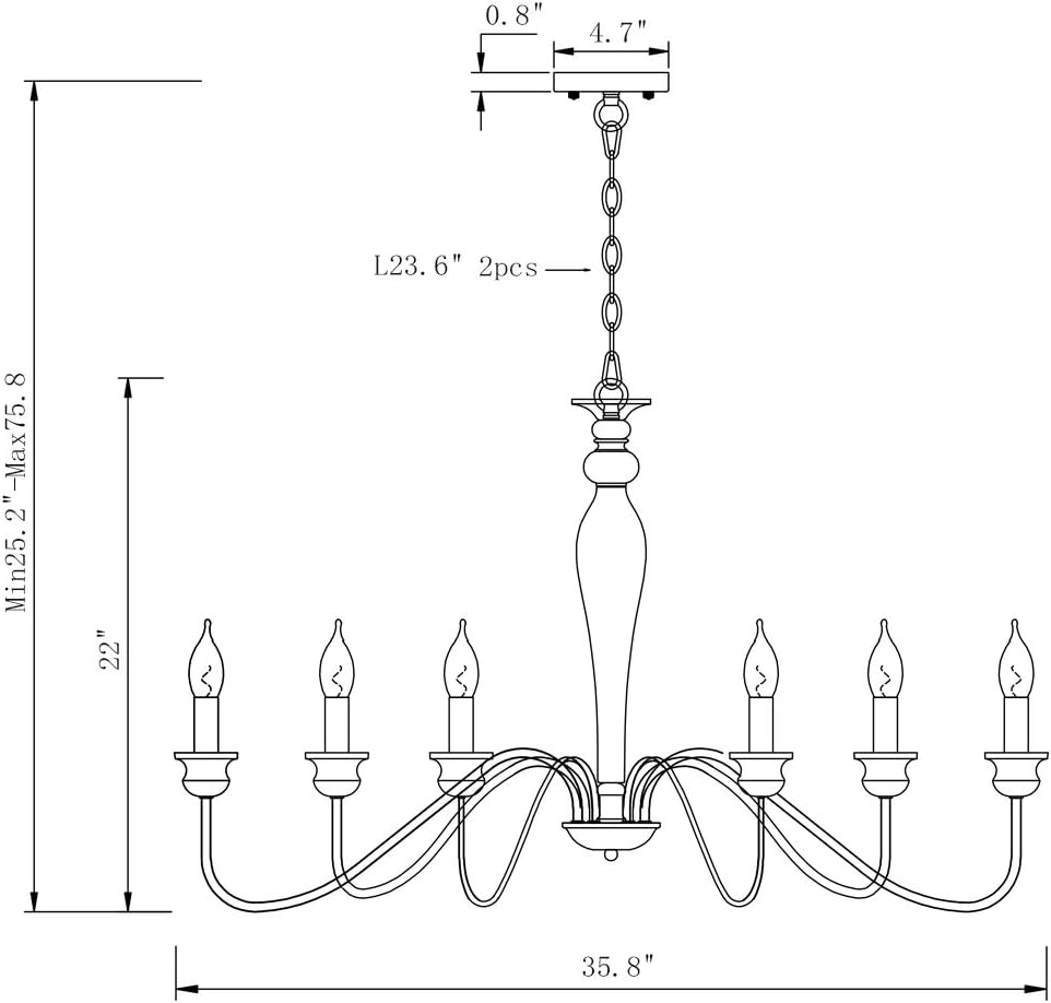 Derksic 6-Light Farmhouse Chandelier Black Iron Chandeliers Rustic Industrial Candle Chandelier for Dining Room Living Room Kitchen Bedroom Foyer Barn: Home Improvement