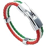 UM Jewelry Mens Leather Bracelet Italy Italian National Flag Bangle Red White Green